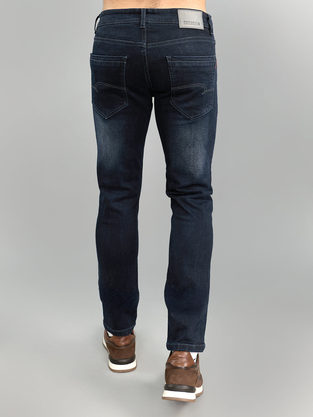 Men Dark Blue Light Wash Skinny Fit Denim