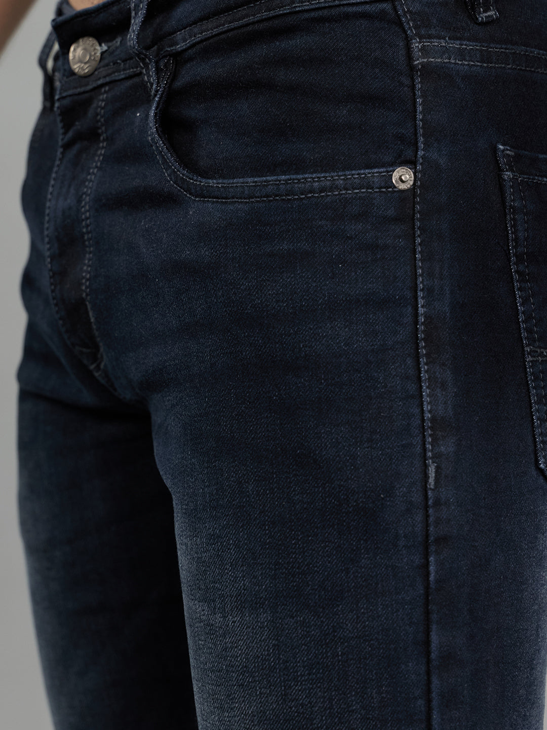 Men Dark Blue Light Wash Skinny Fit Denim