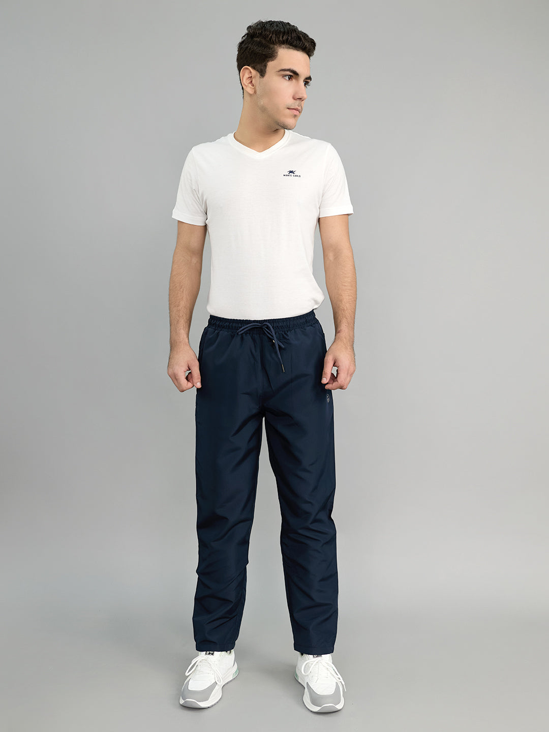 Men Navy Blue Solid Regular Fit Lower