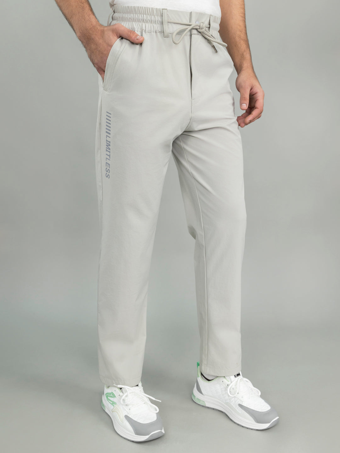 Men Light Grey Solid Regular Fit Lower