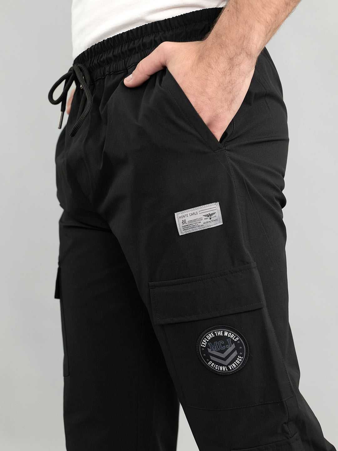 Men Black Solid Regular Fit Lower