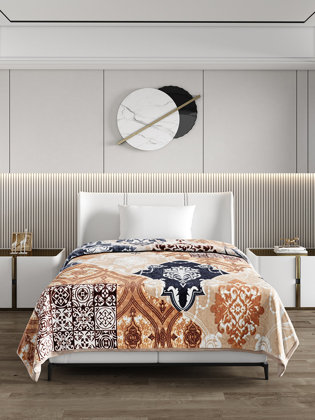 Printed Single Bed 852 GSM Blanket Allen 2 Ply (Weight 3 kg)