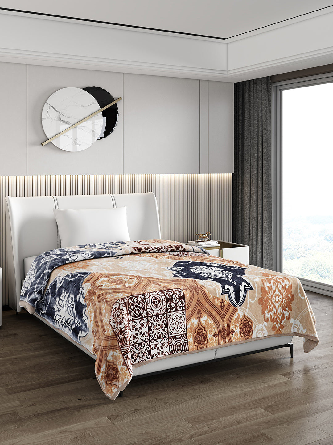 Printed Single Bed 852 GSM Blanket Allen 2 Ply (Weight 3 kg)