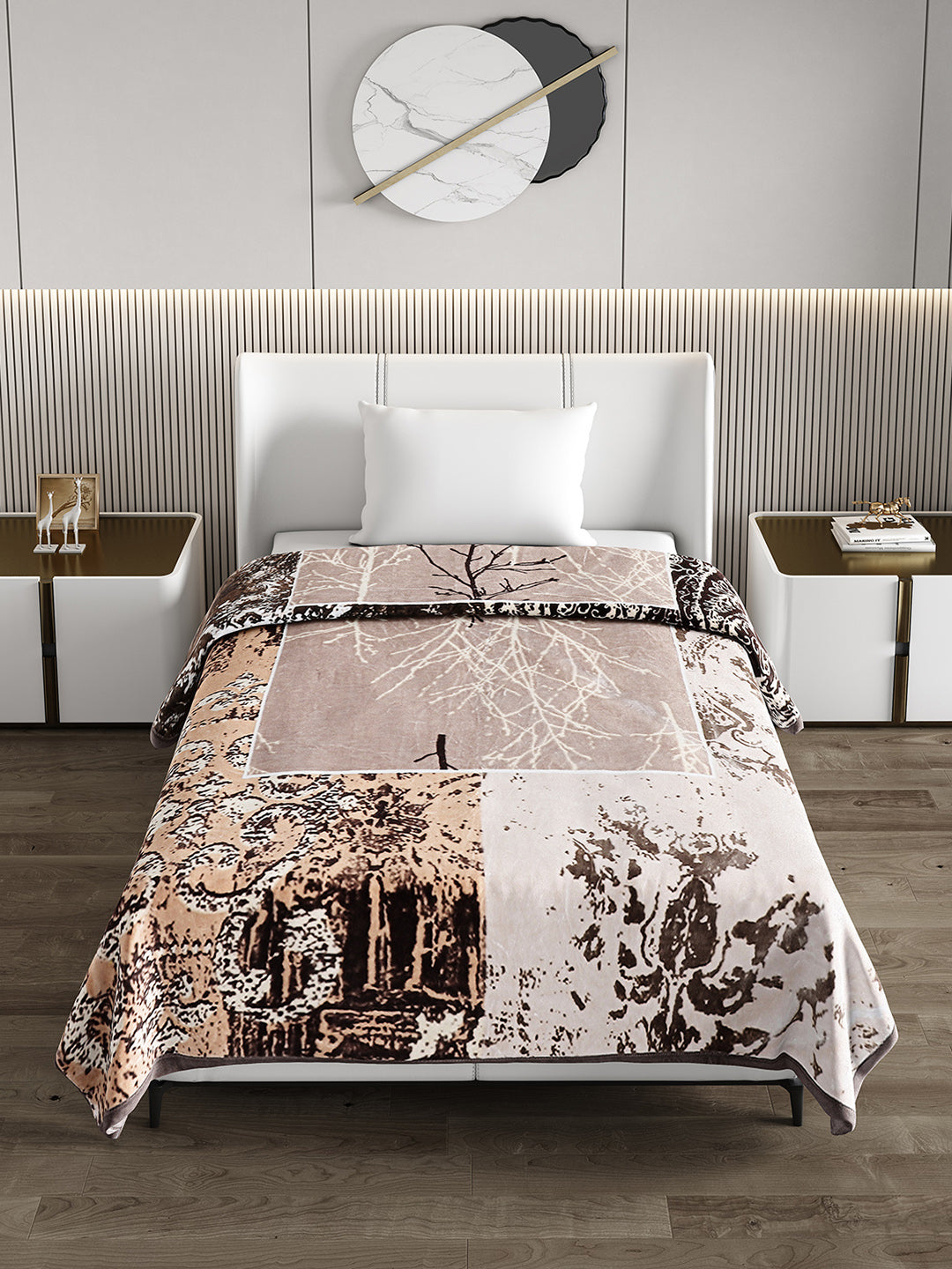 Printed Single Bed 852 GSM Blanket Allen 2 Ply (Weight 3 kg)