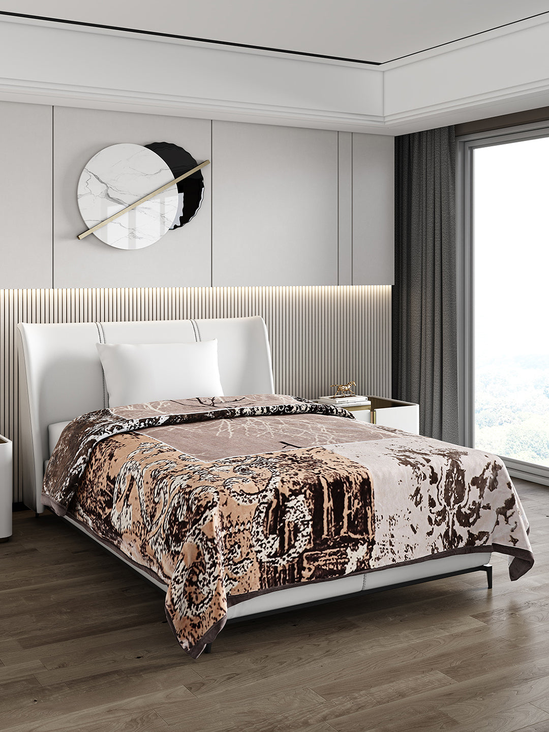 Printed Single Bed 852 GSM Blanket Allen 2 Ply (Weight 3 kg)