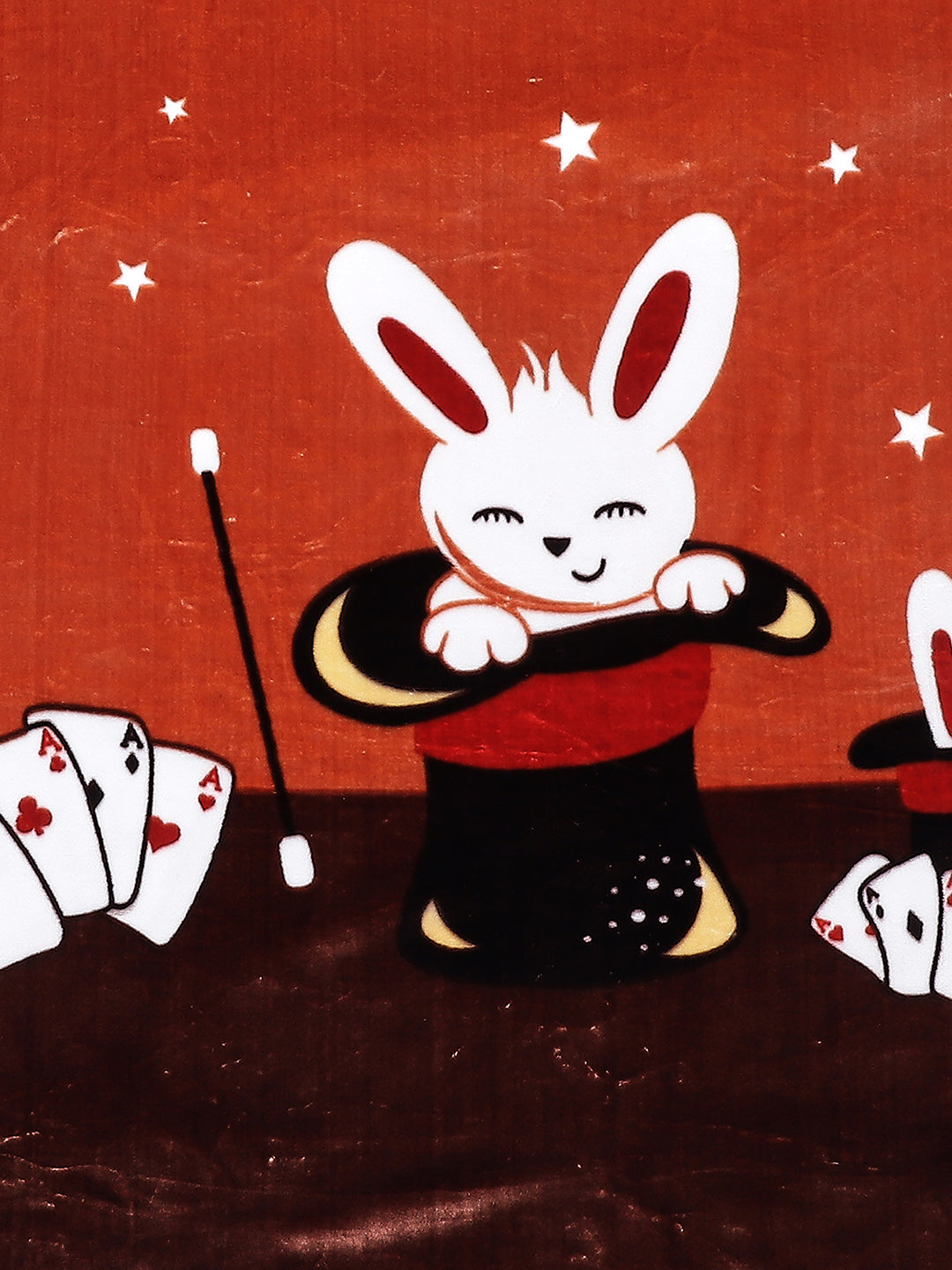 Cartoon Rabbit Printed Velvety Brown Baby Blanket