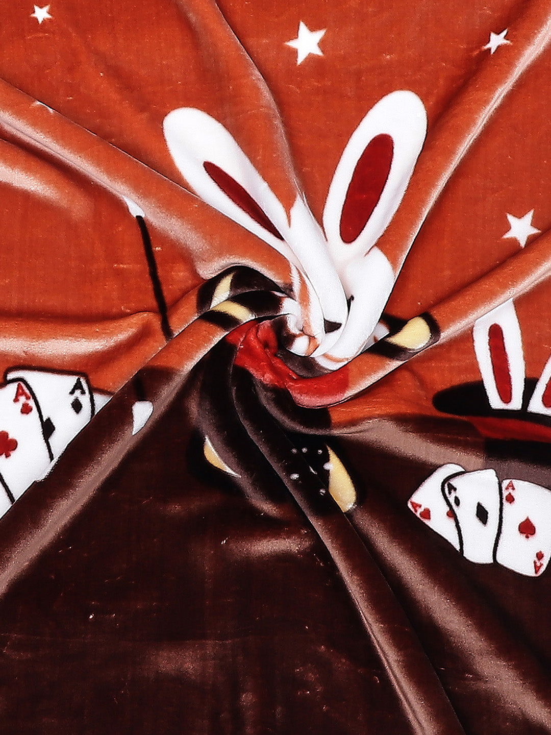 Cartoon Rabbit Printed Velvety Brown Baby Blanket