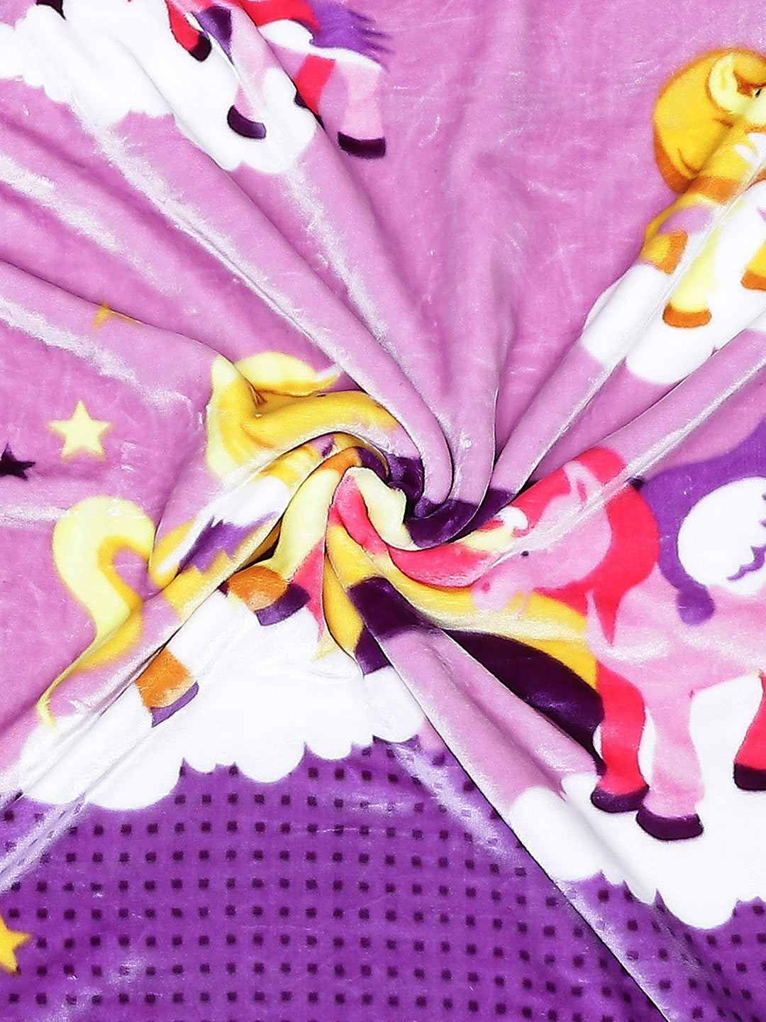 Cartoon Unicorn Printed Velvety Pink Baby Blanket