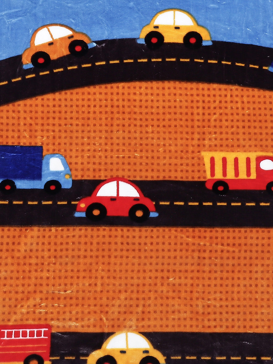 Cartoon Cars Printed Plush Orange Baby Blanket
