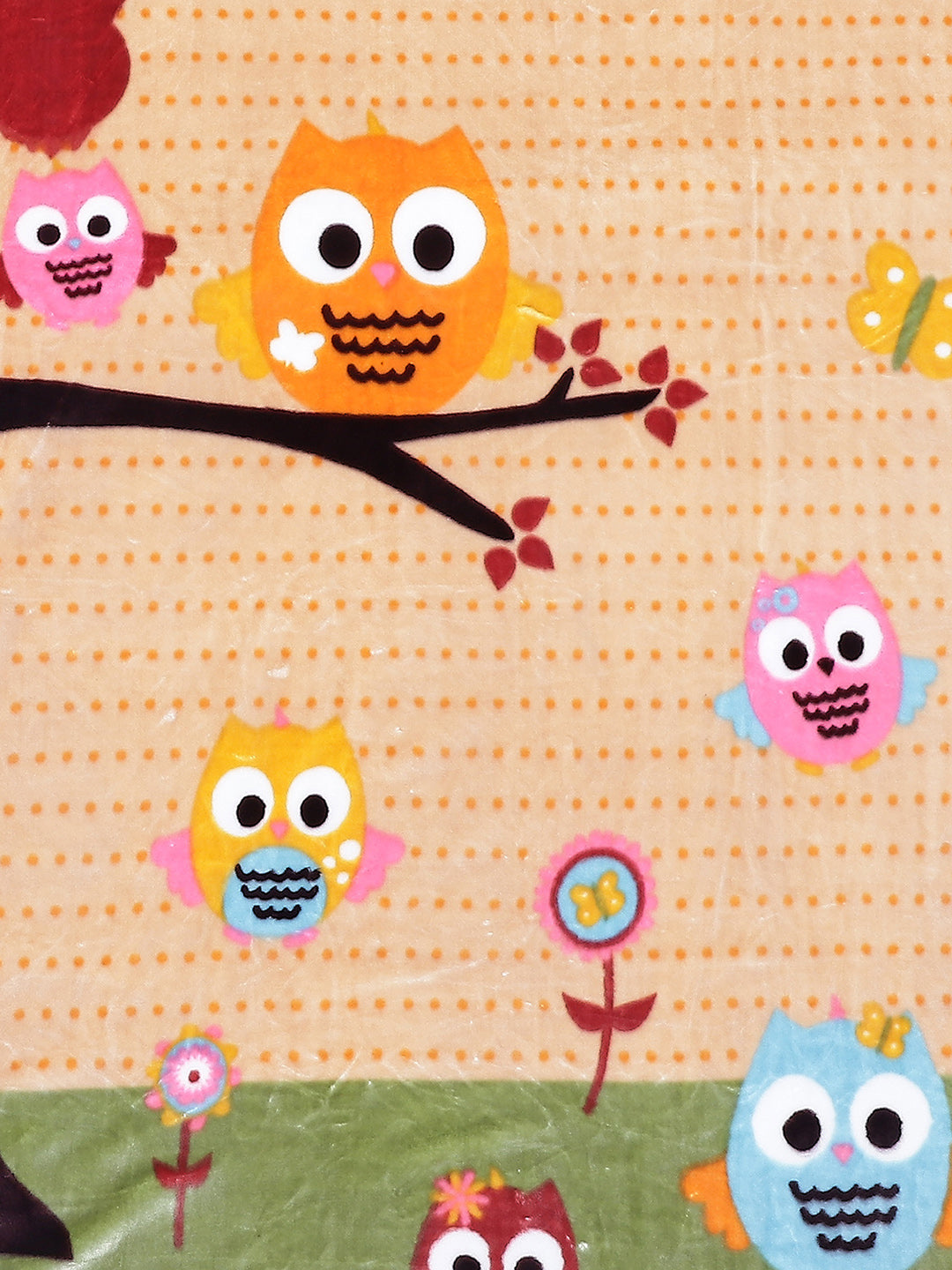 Cartoon Birds Printed Plush Yellow Baby Blanket