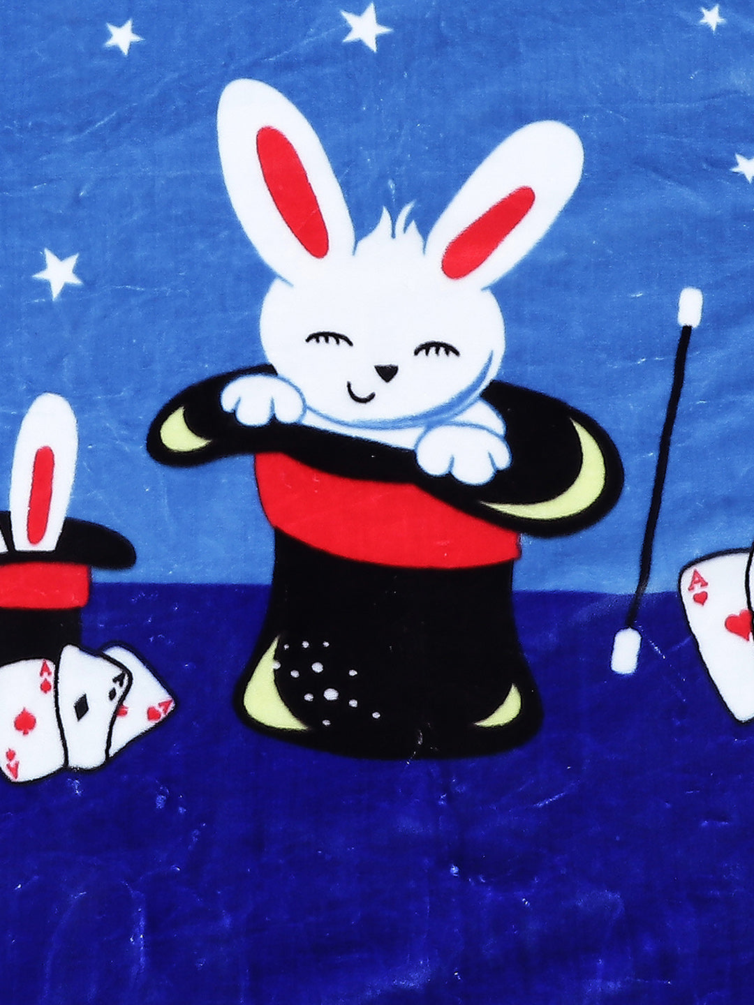 Cartoon Rabbit Printed Plush Blue Baby Blanket