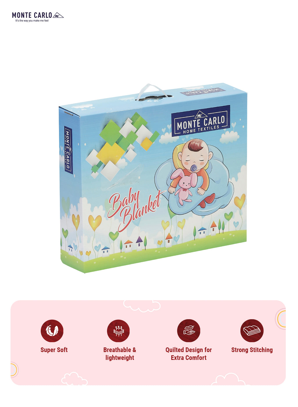 Cartoon Castle Printed Plush Blue and Green Baby Blanket