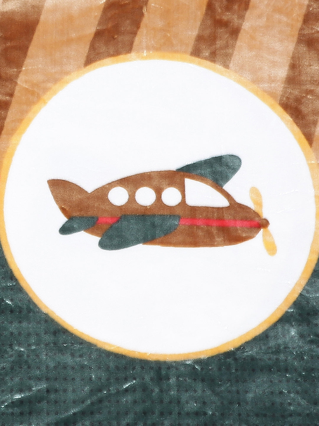 Cartoon Plane Plush Green and Brown Baby Blanket
