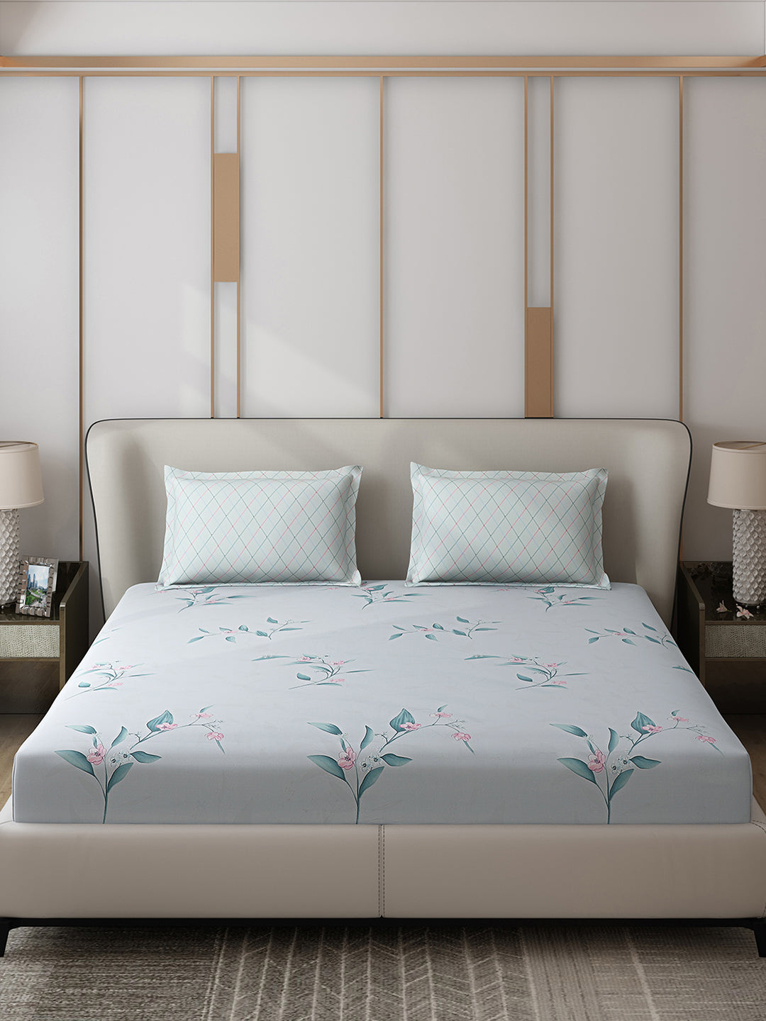 130 GSM Polyester Double Bed 1 Bedsheet with 2 Pillow Covers (Edmond)