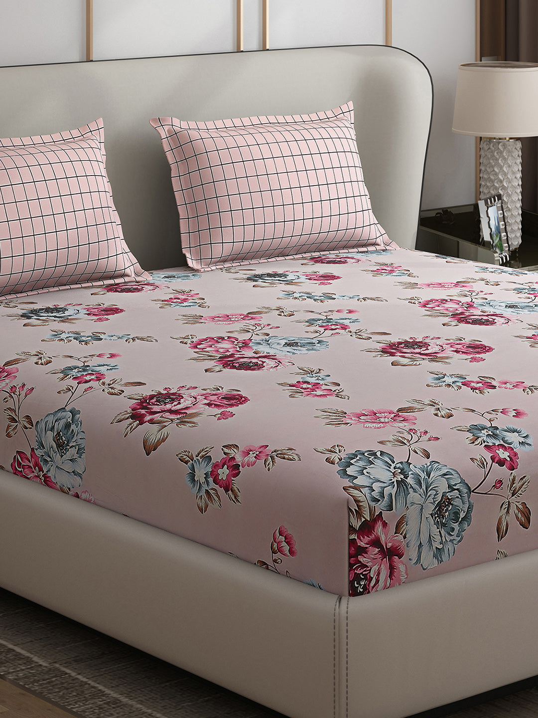 130 GSM Polyester Double Bed 1 Bedsheet with 2 Pillow Covers (Edmond)