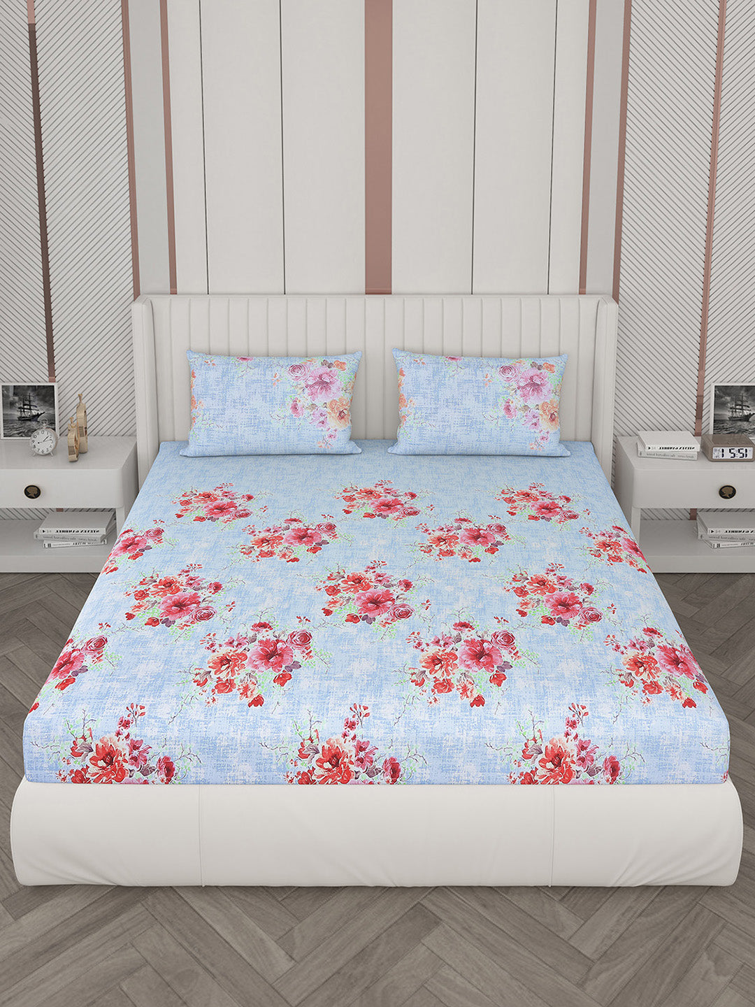 104 TC Cotton Double Bedsheet with 2 Pillow Covers - Updated - Updated
