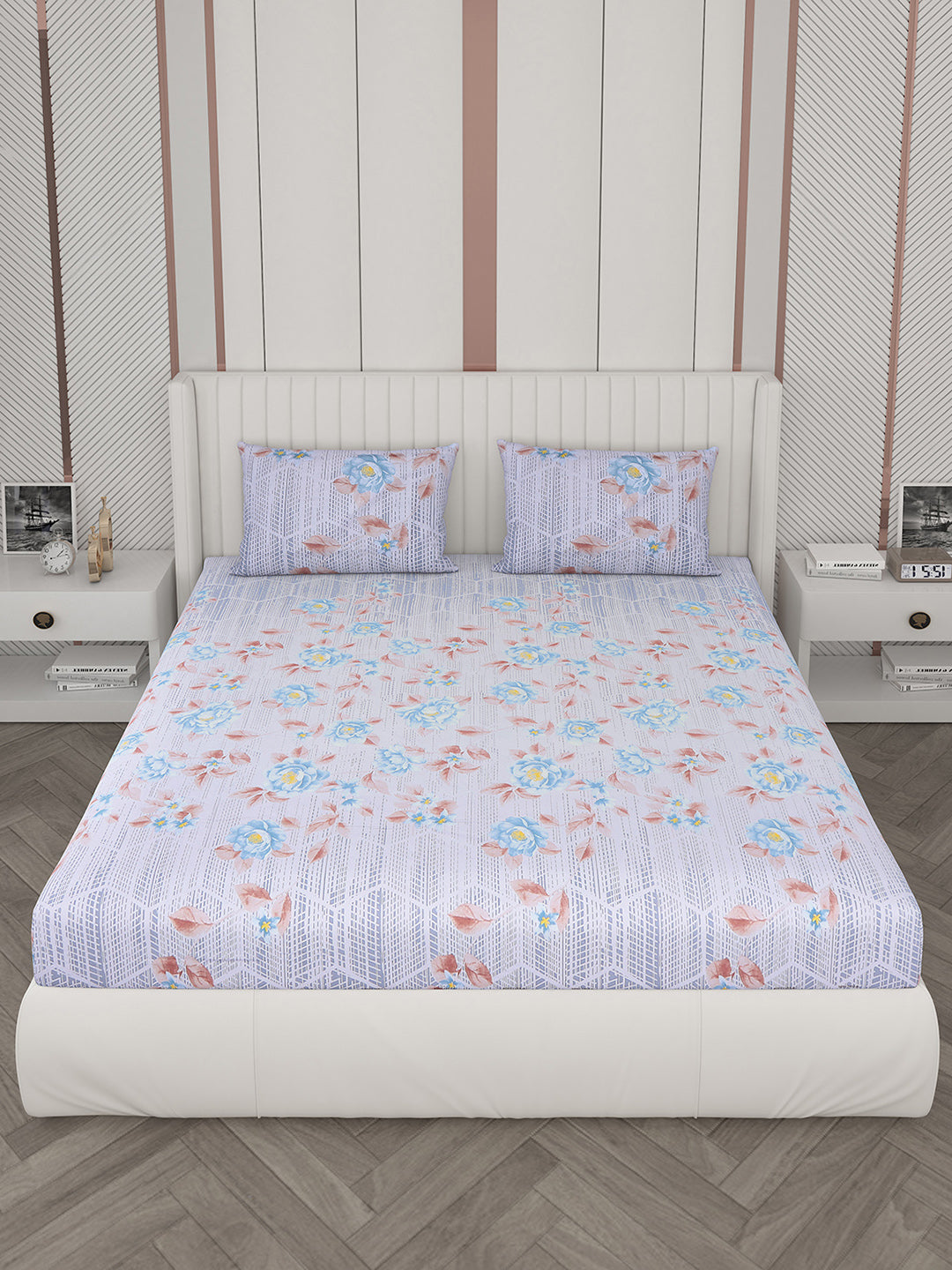 104 TC Cotton Double Bedsheet with 2 Pillow Covers - Updated - Updated