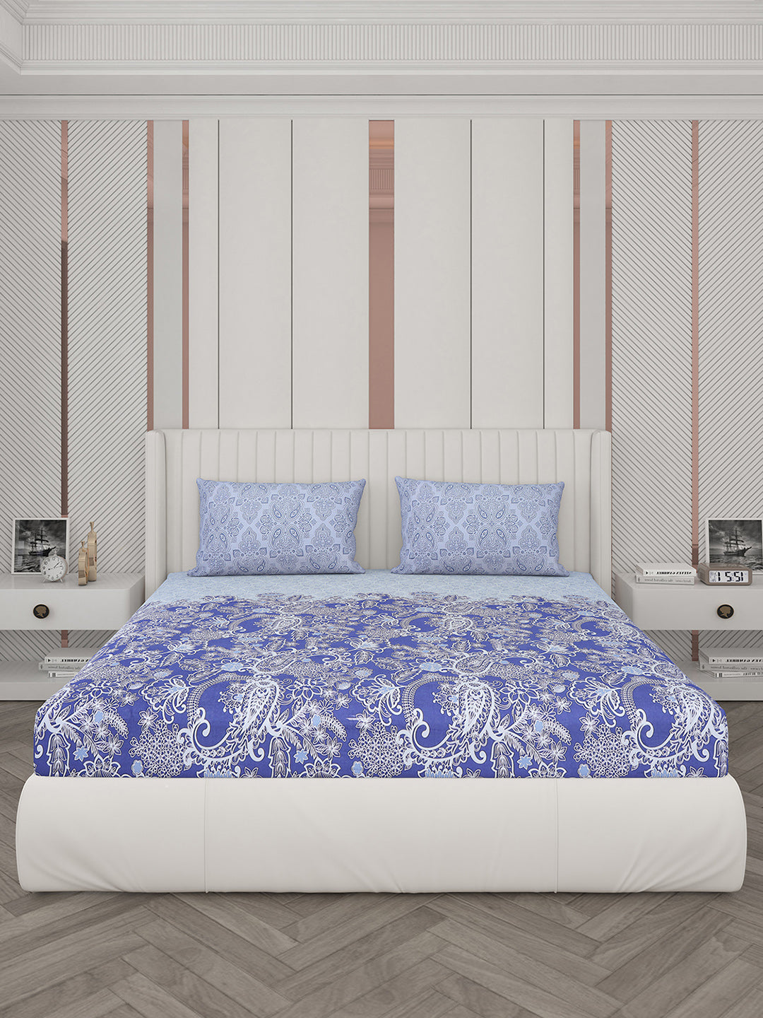 104 TC Cotton Double Bedsheet with 2 Pillow Covers - Updated