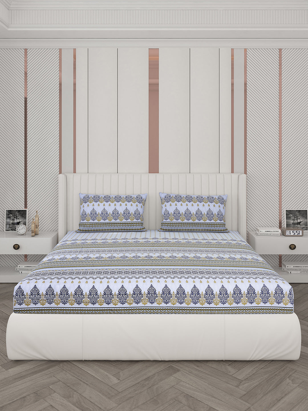 104 TC Cotton Double Bedsheet with 2 Pillow Covers - Updated - Updated