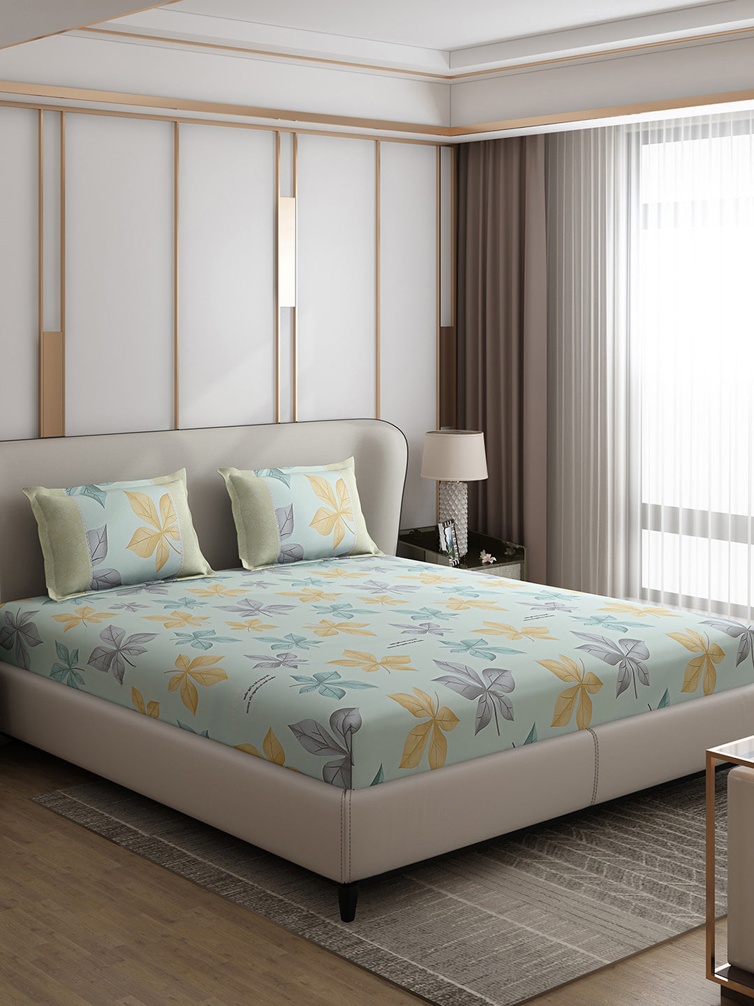 130 GSM Polyester Double Bed 1 Bedsheet with 2 Pillow Covers (Essence)