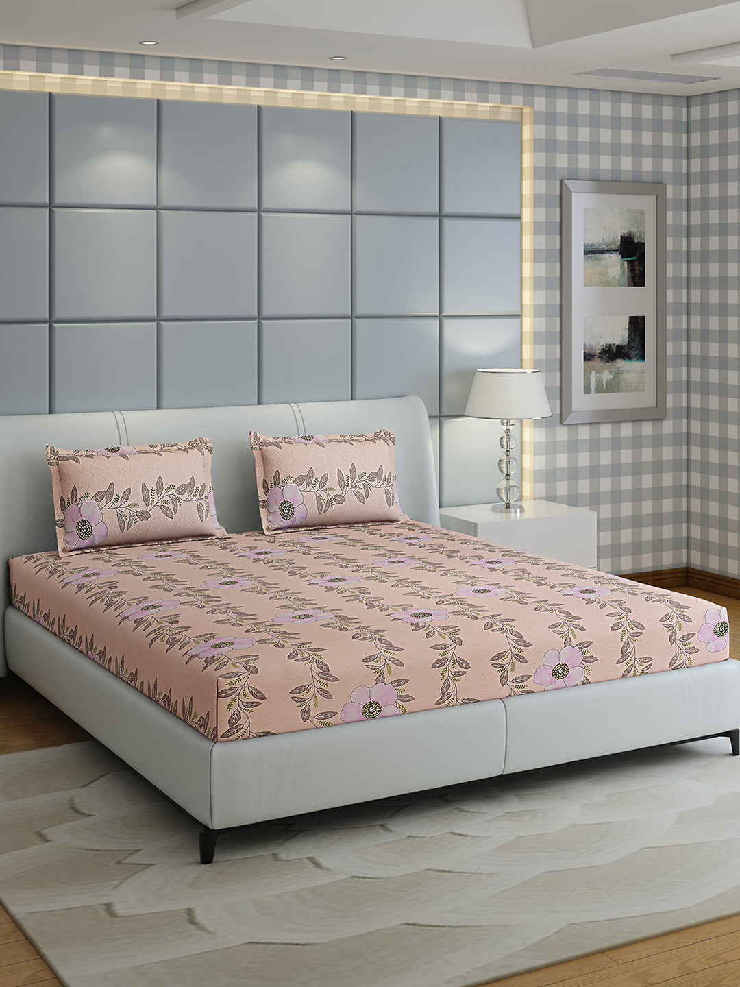 144 TC Cotton Double Bed 1 Bedsheet with 2 Pillow Covers (Fashnik)