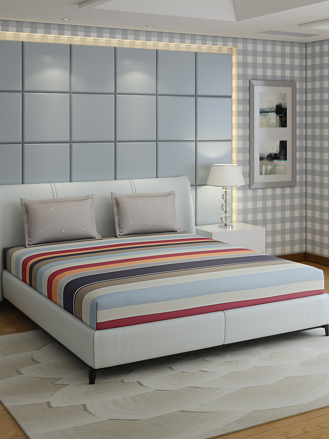 200 TC Cotton Double Bed 1 Bedsheet with 2 Pillow Covers (Ramona)