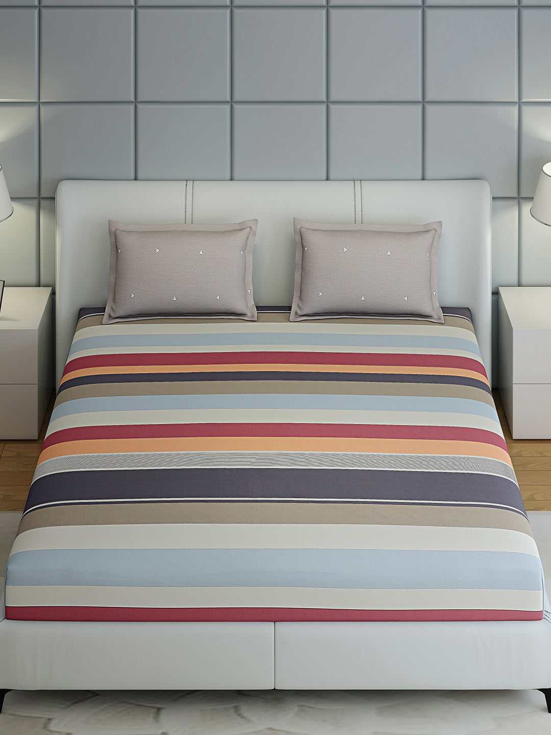 200 TC Cotton Double Bed 1 Bedsheet with 2 Pillow Covers (Ramona)