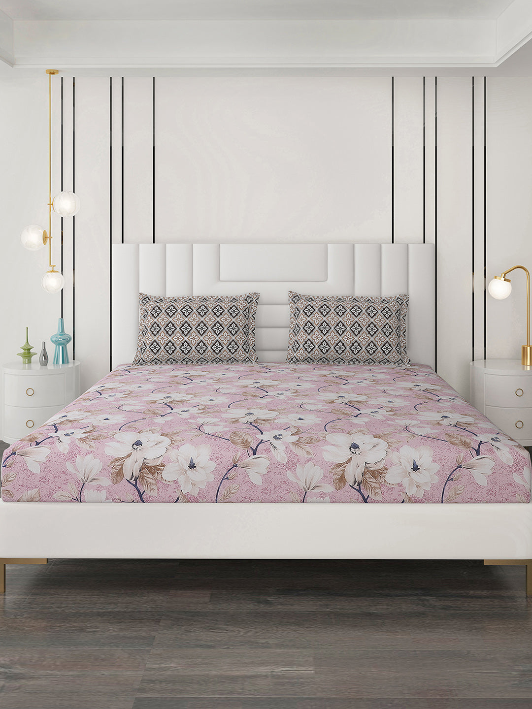 144 TC Cotton Double Bedsheet with 2 Pillow Covers