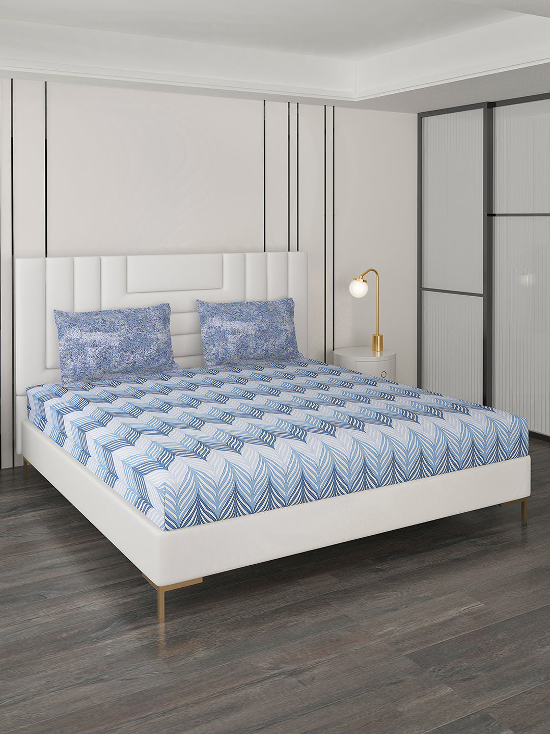 144 TC Cotton Double Bedsheet with 2 Pillow Covers