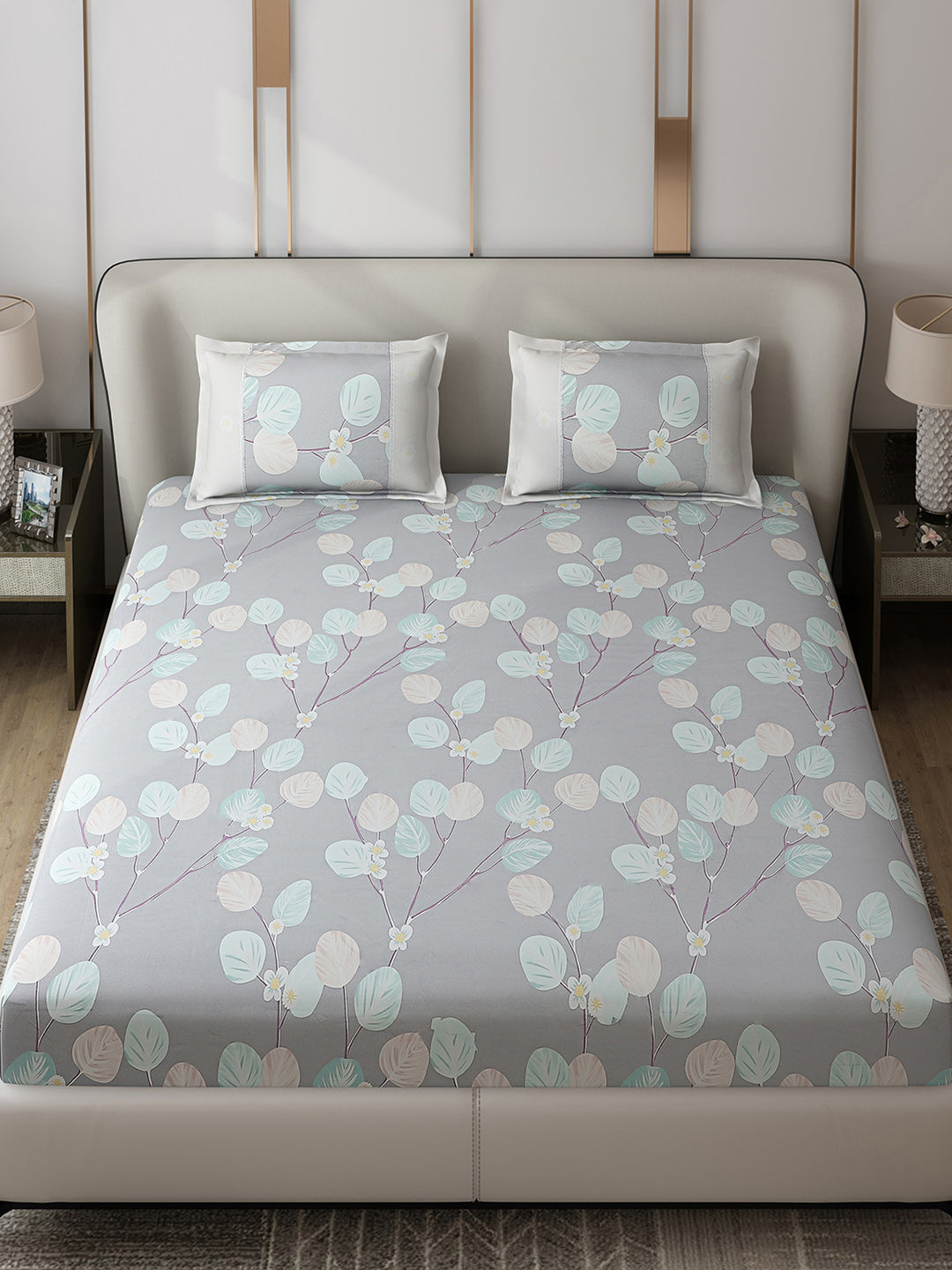 130 GSM Polyester Double Bed 1 Bedsheet with 2 Pillow Covers (Vibrant)