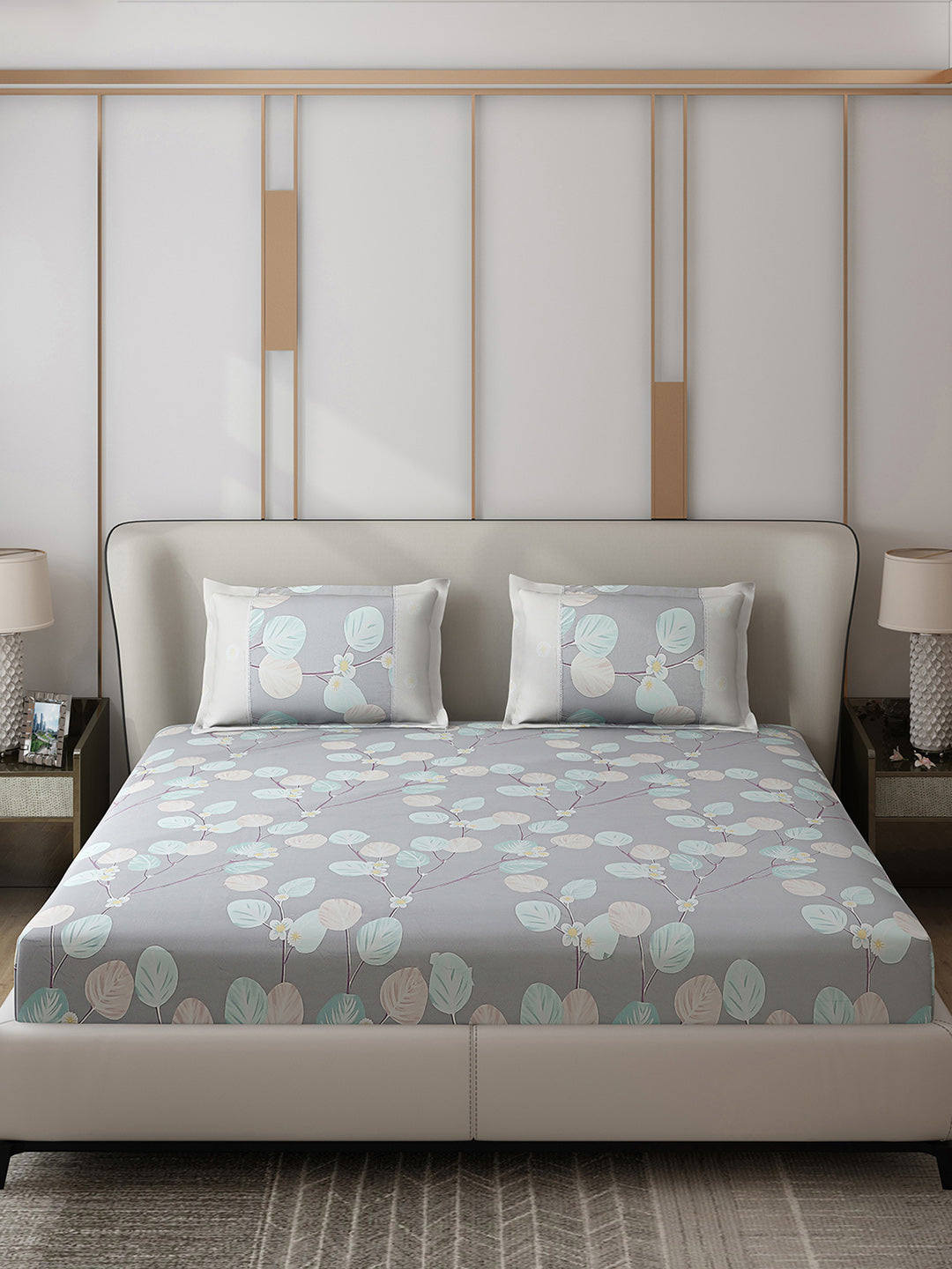 130 GSM Polyester Double Bed 1 Bedsheet with 2 Pillow Covers (Vibrant)