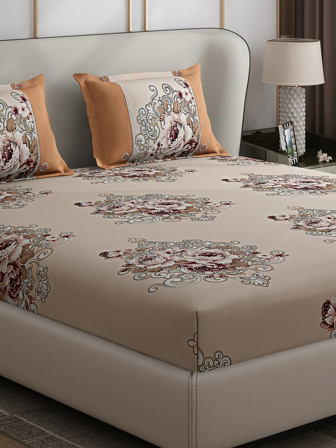 130 GSM Polyester Double Bed 1 Bedsheet with 2 Pillow Covers (Vibrant)