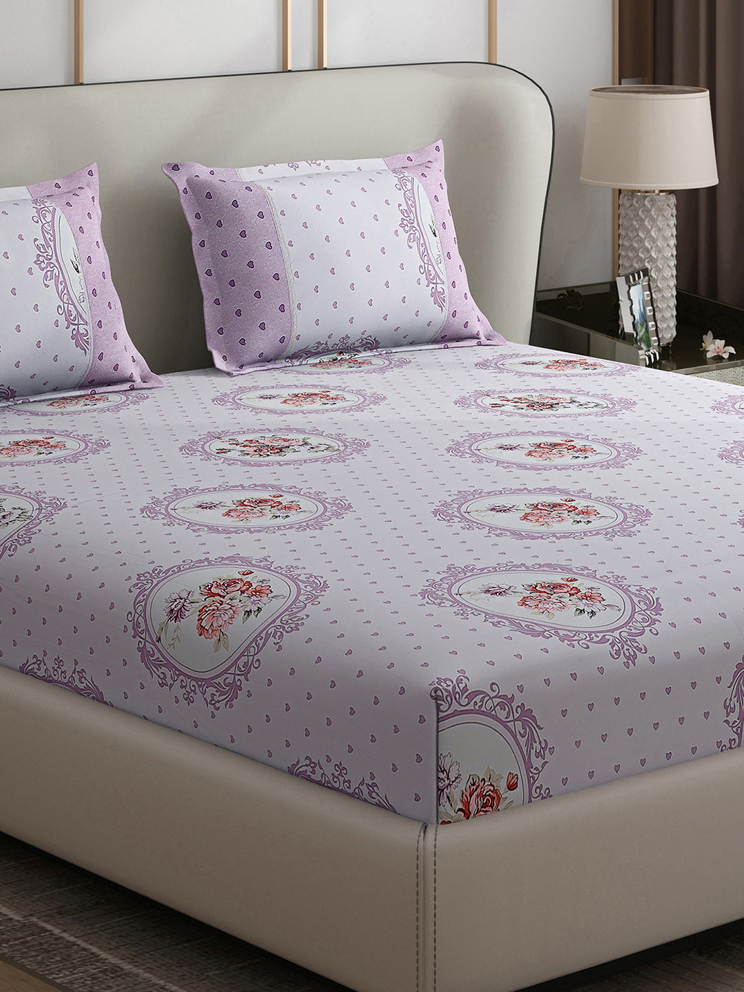 130 GSM Polyester Double Bed 1 Bedsheet with 2 Pillow Covers (Vibrant)