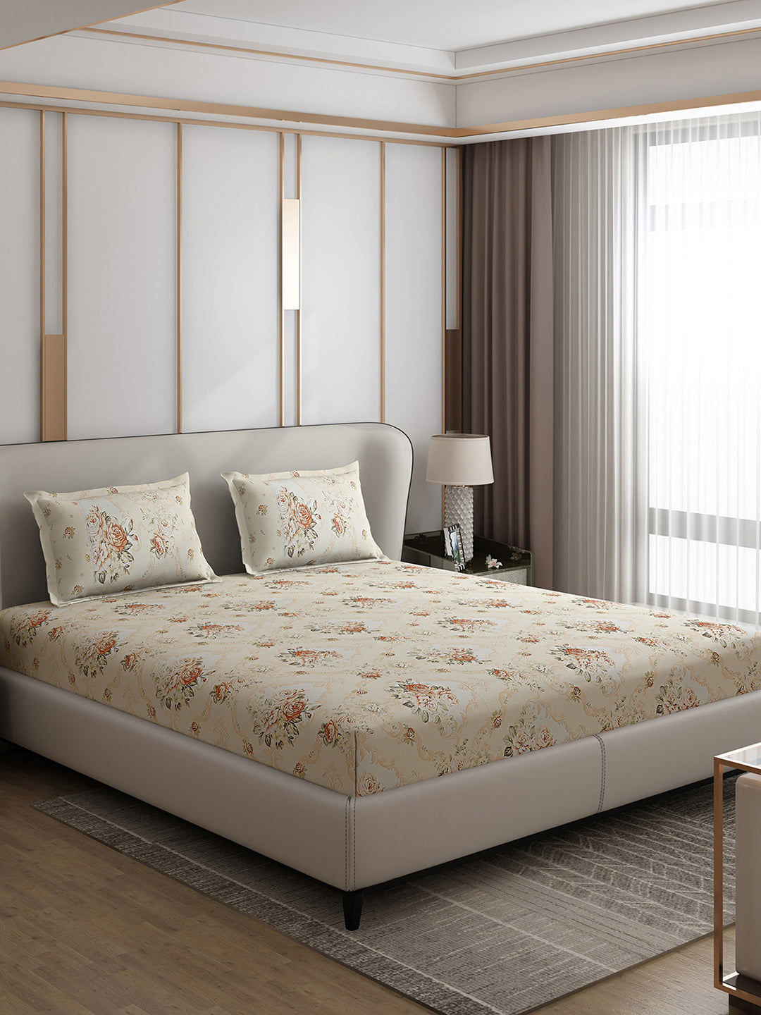 130 GSM Polyester Double Bed 1 Bedsheet with 2 Pillow Covers (Vibrant)