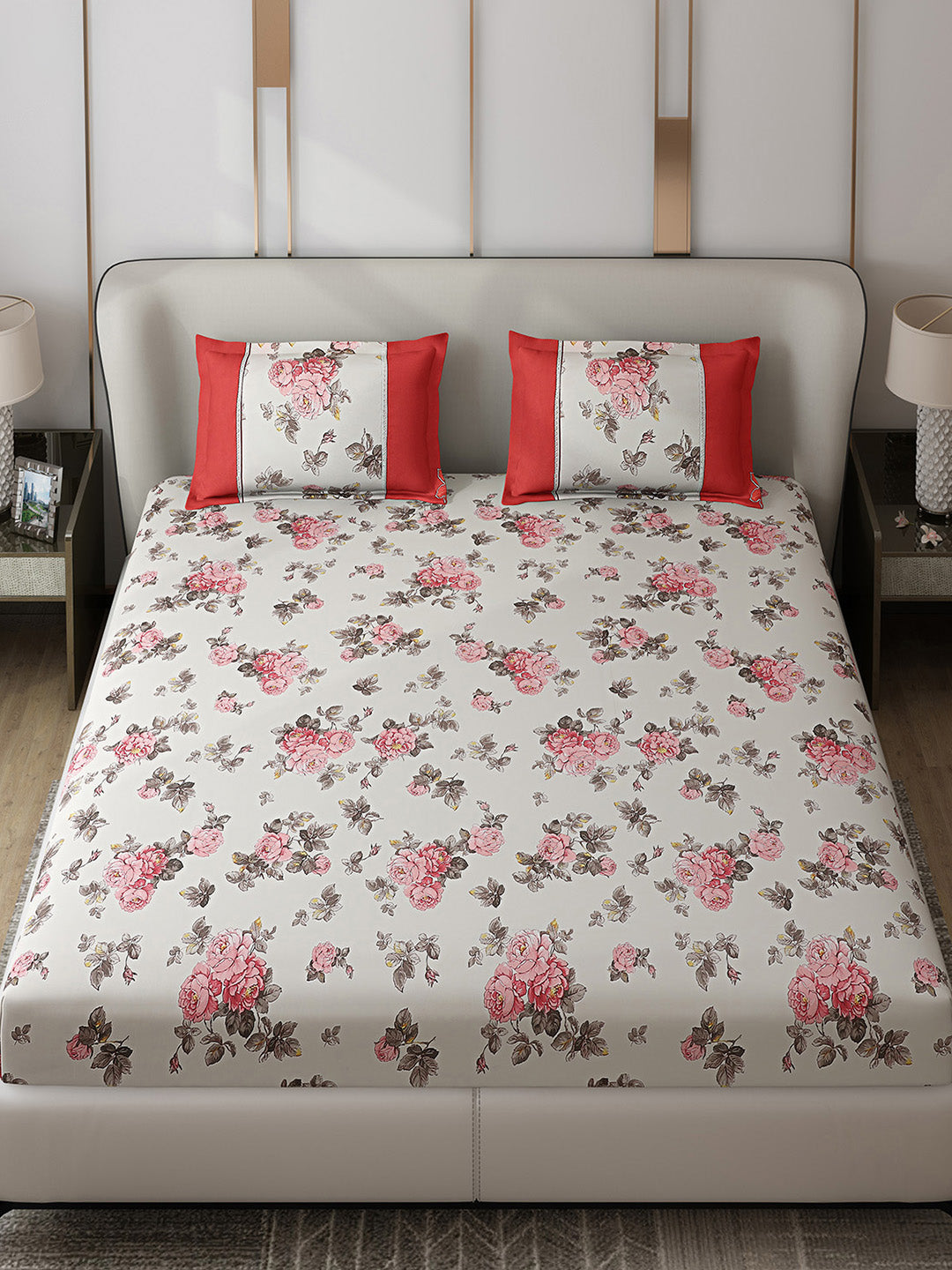 130 GSM Polyester Double Bed 1 Bedsheet with 2 Pillow Covers (Vibrant)
