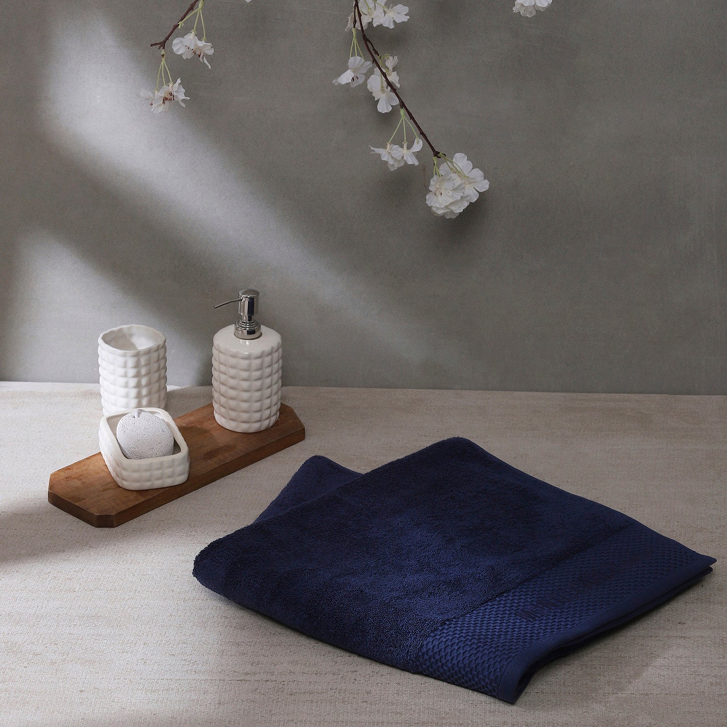 Blue Cotton 650 GSM Bath Towel