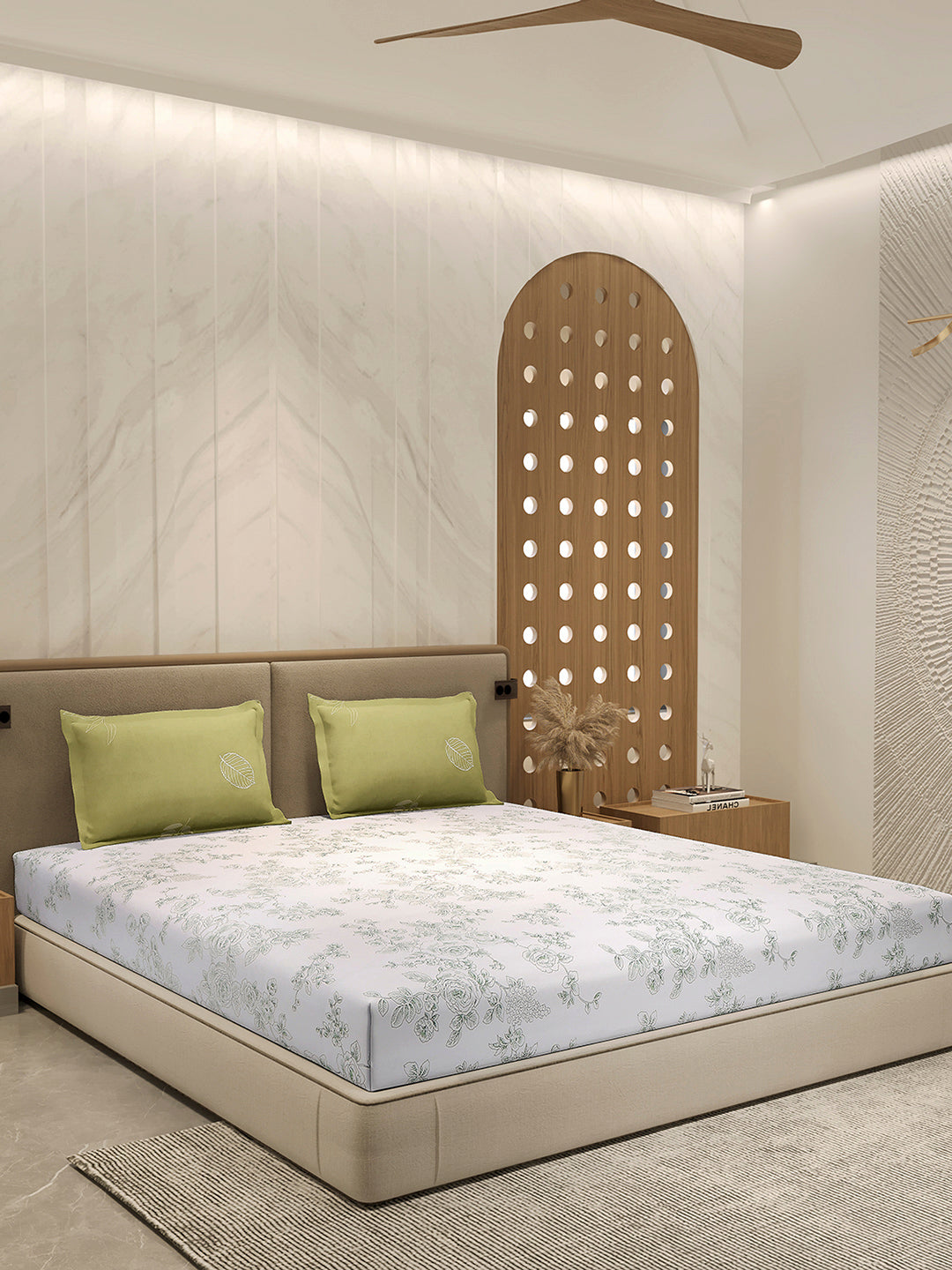 110 GSM Polyester Double Bed 1 Bedsheet with 2 Pillow Cover (Aromatica)