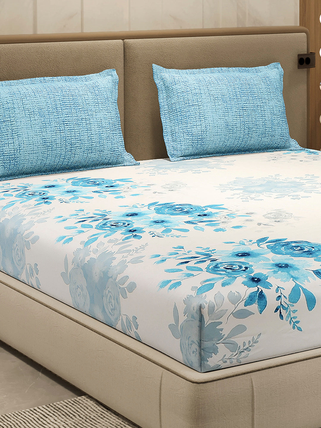 110 GSM Polyester Double Bed 1 Bedsheet with 2 Pillow Cover (Aromatica)