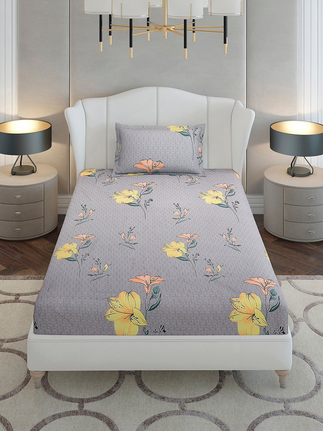 130 GSM Polyester Single Bedsheet with 1 Pillow Cover (Decoy)