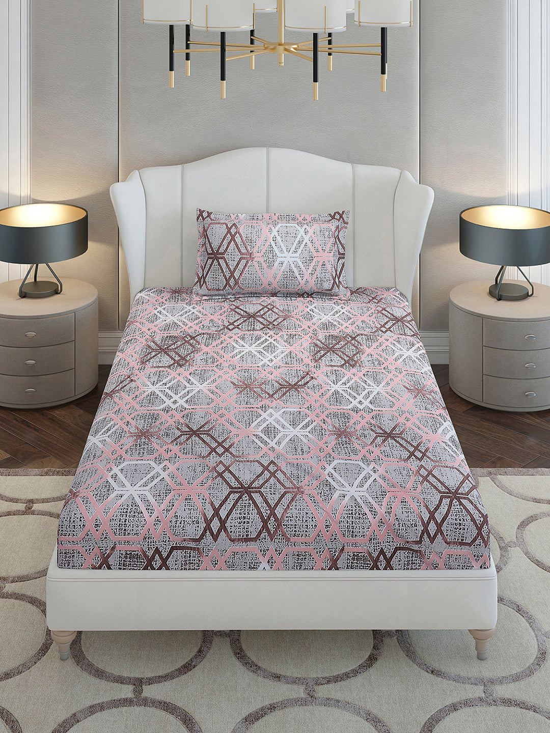 130 GSM Polyester Single Bedsheet with 1 Pillow Cover (Decoy)