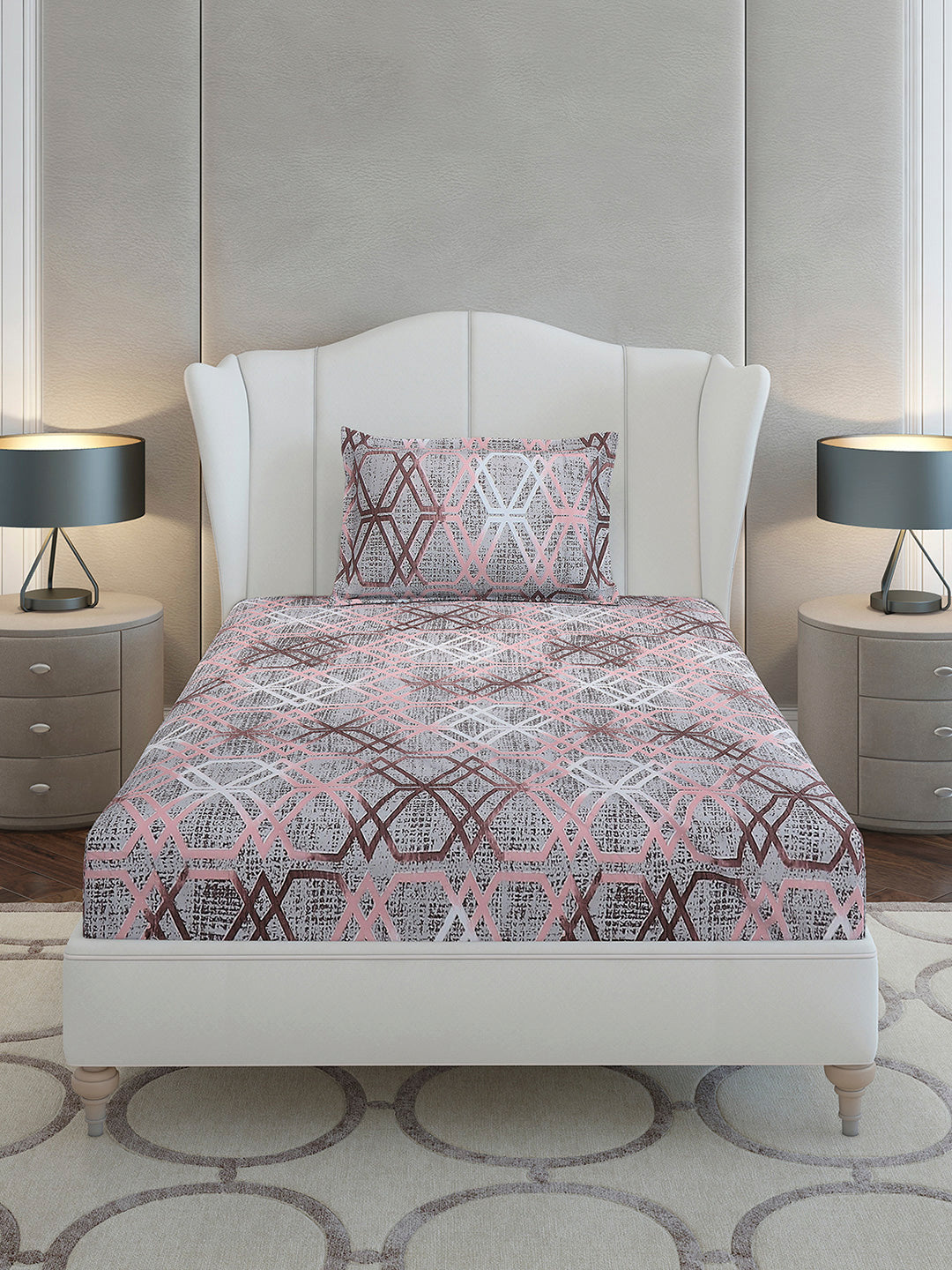 130 GSM Polyester Single Bedsheet with 1 Pillow Cover (Decoy)