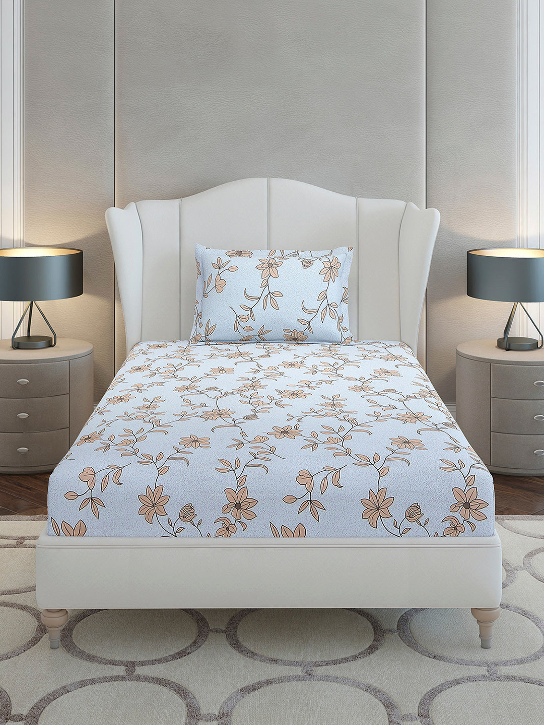 130 GSM Polyester Single Bedsheet with 1 Pillow Cover (Decoy)