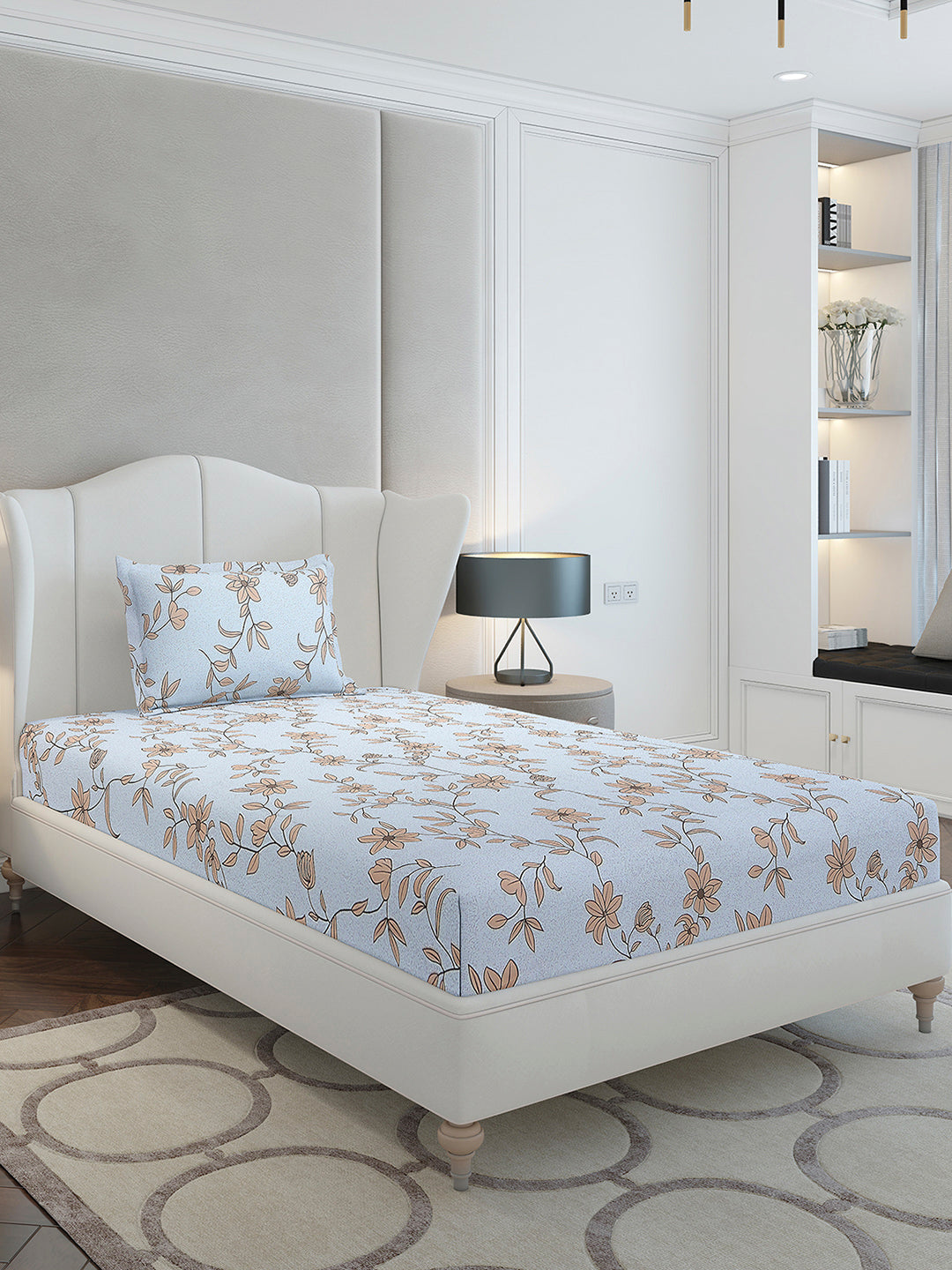 130 GSM Polyester Single Bedsheet with 1 Pillow Cover (Decoy)