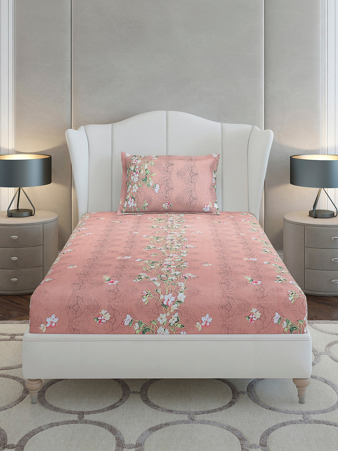 130 GSM Polyester Single Bedsheet with 1 Pillow Cover (Decoy)