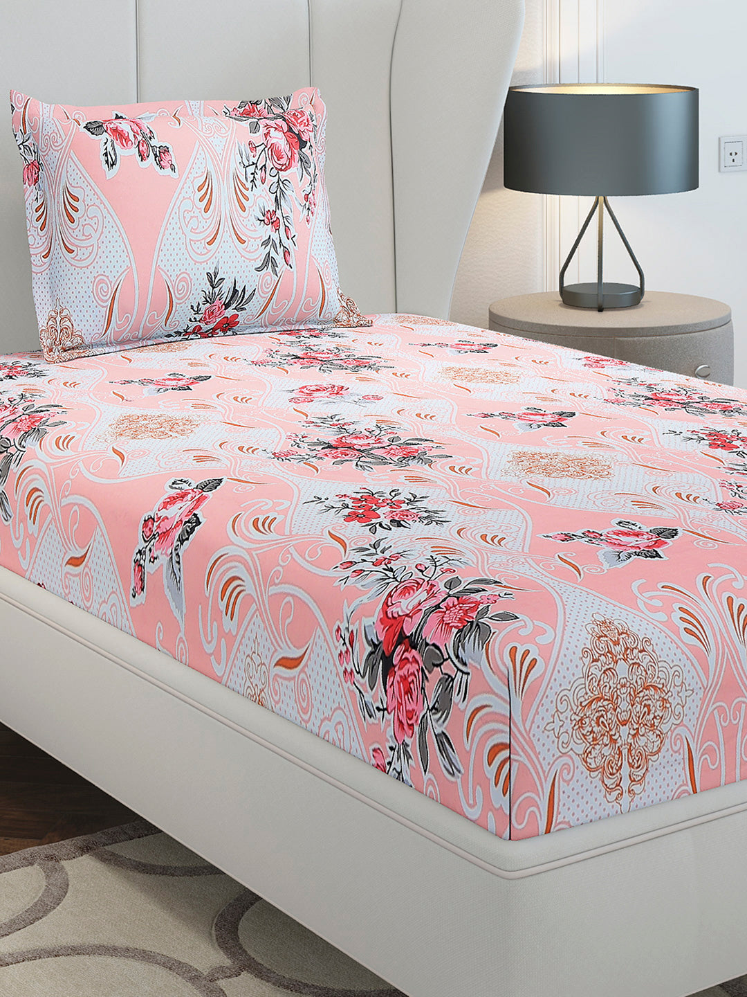 130 GSM Polyester Single Bedsheet with 1 Pillow Cover (Decoy)