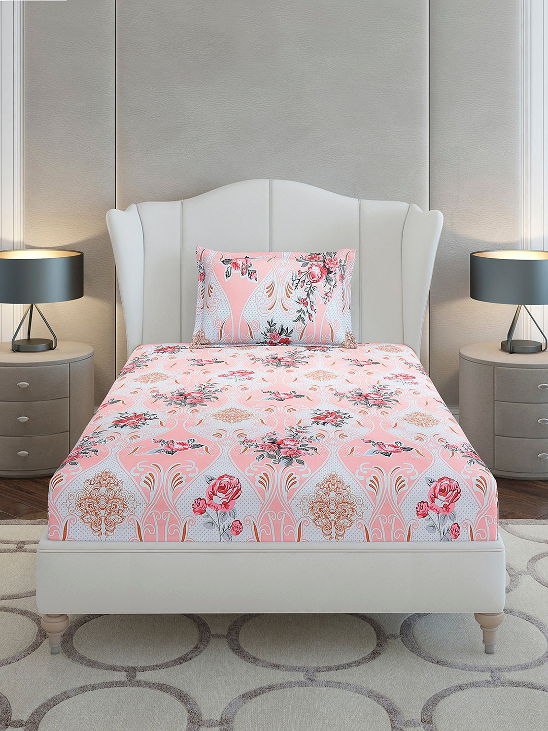 130 GSM Polyester Single Bedsheet with 1 Pillow Cover (Decoy)