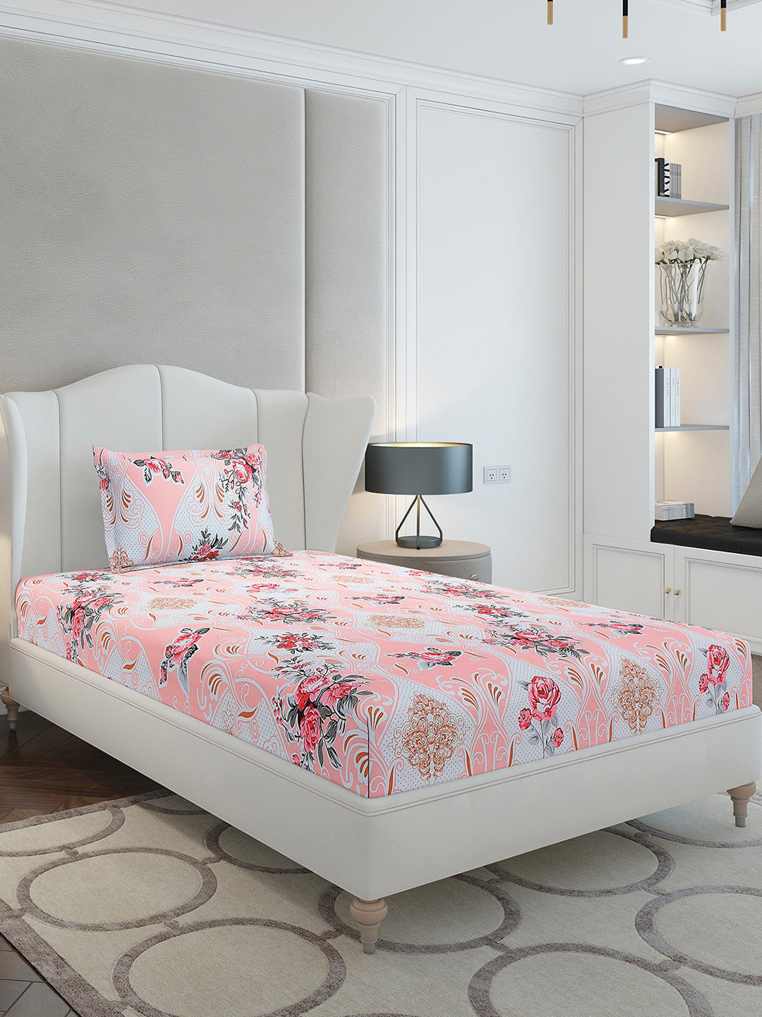 130 GSM Polyester Single Bedsheet with 1 Pillow Cover (Decoy)