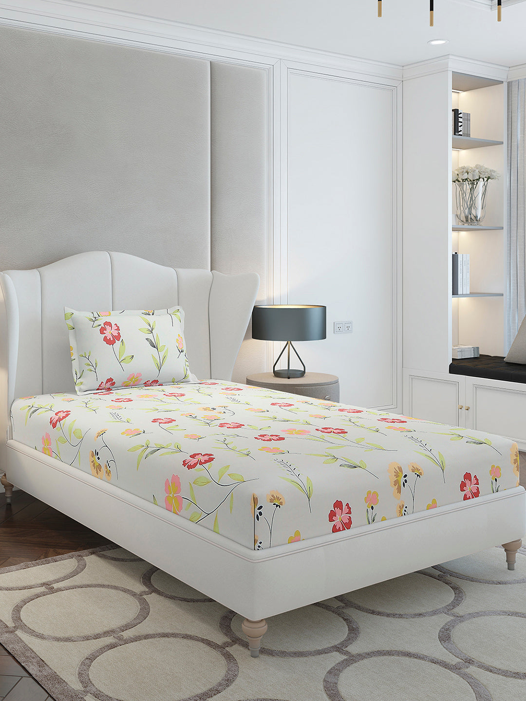 130 GSM Polyester Single Bedsheet with 1 Pillow Cover (Decoy)