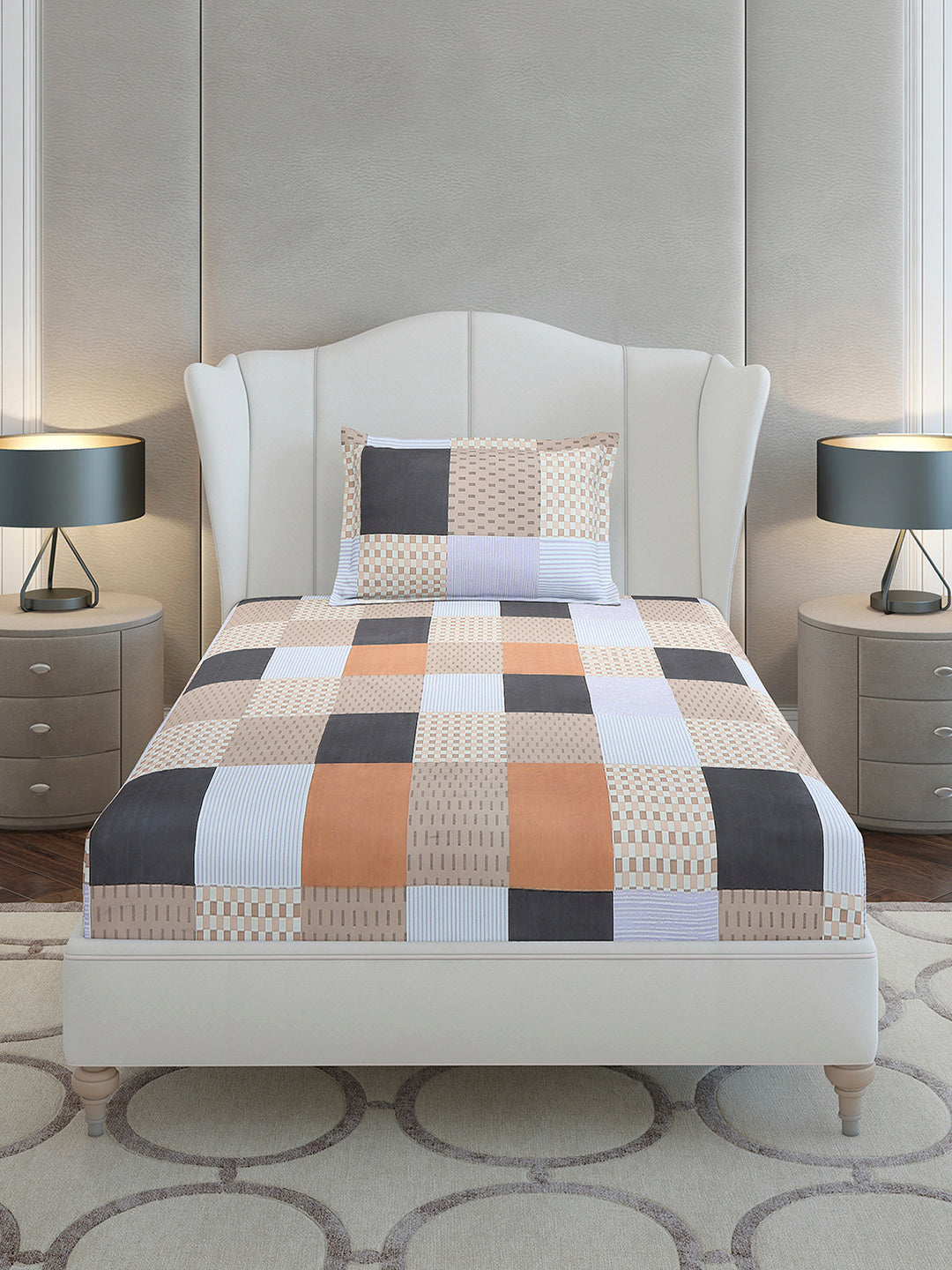 130 GSM Polyester Single Bedsheet with 1 Pillow Cover (Decoy)