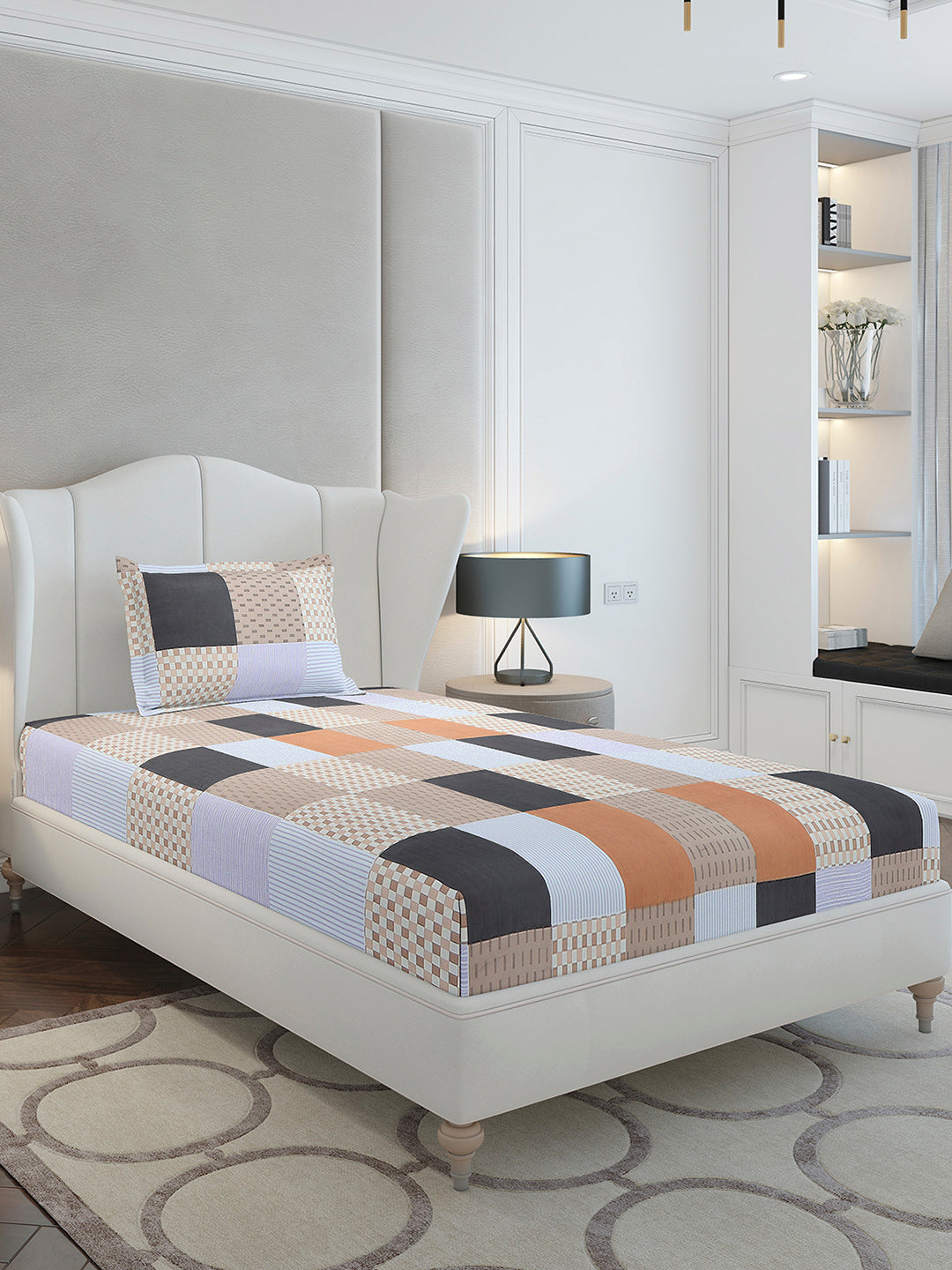 130 GSM Polyester Single Bedsheet with 1 Pillow Cover (Decoy)